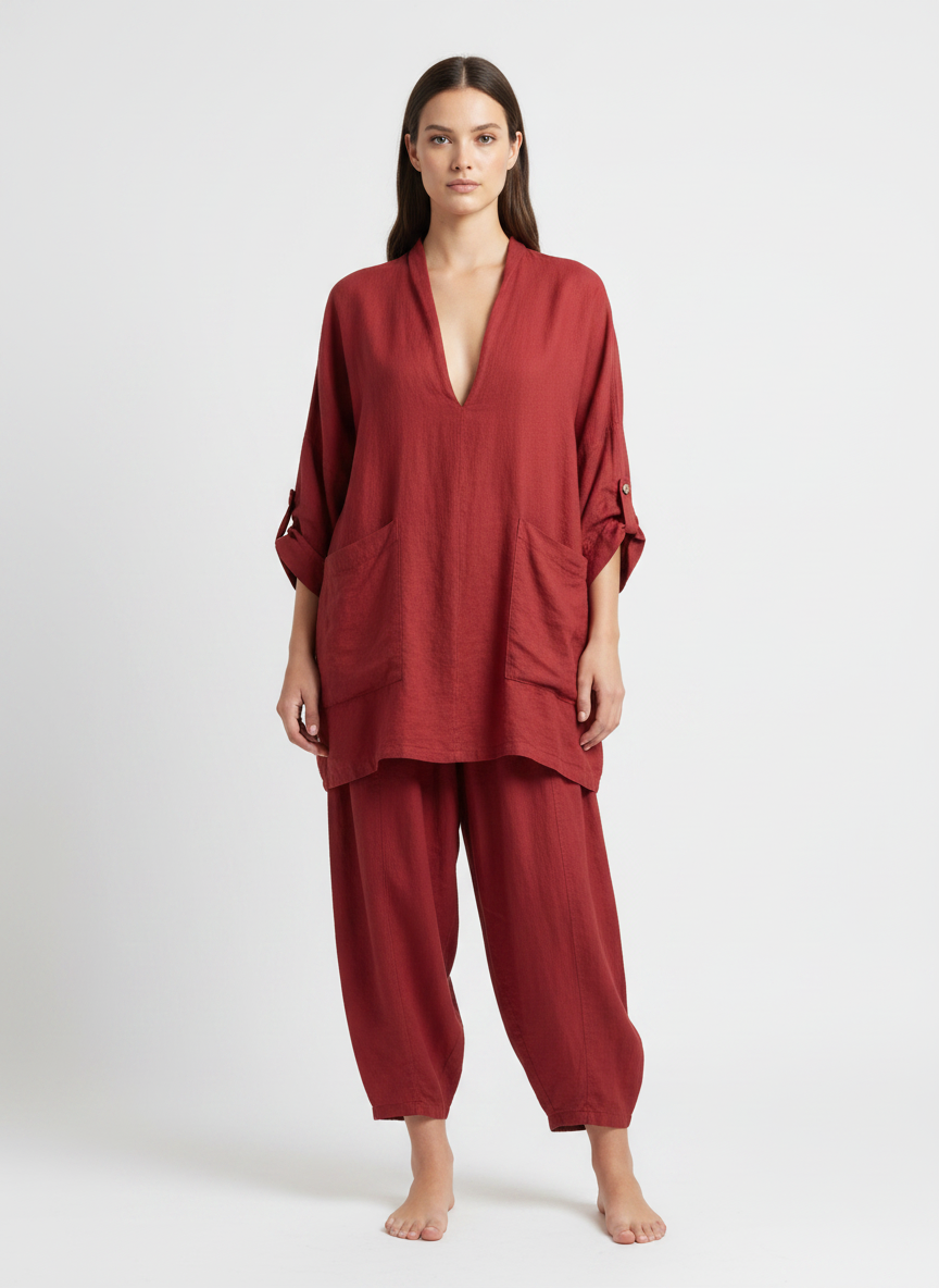 Made in Italy Linen V Neck Top