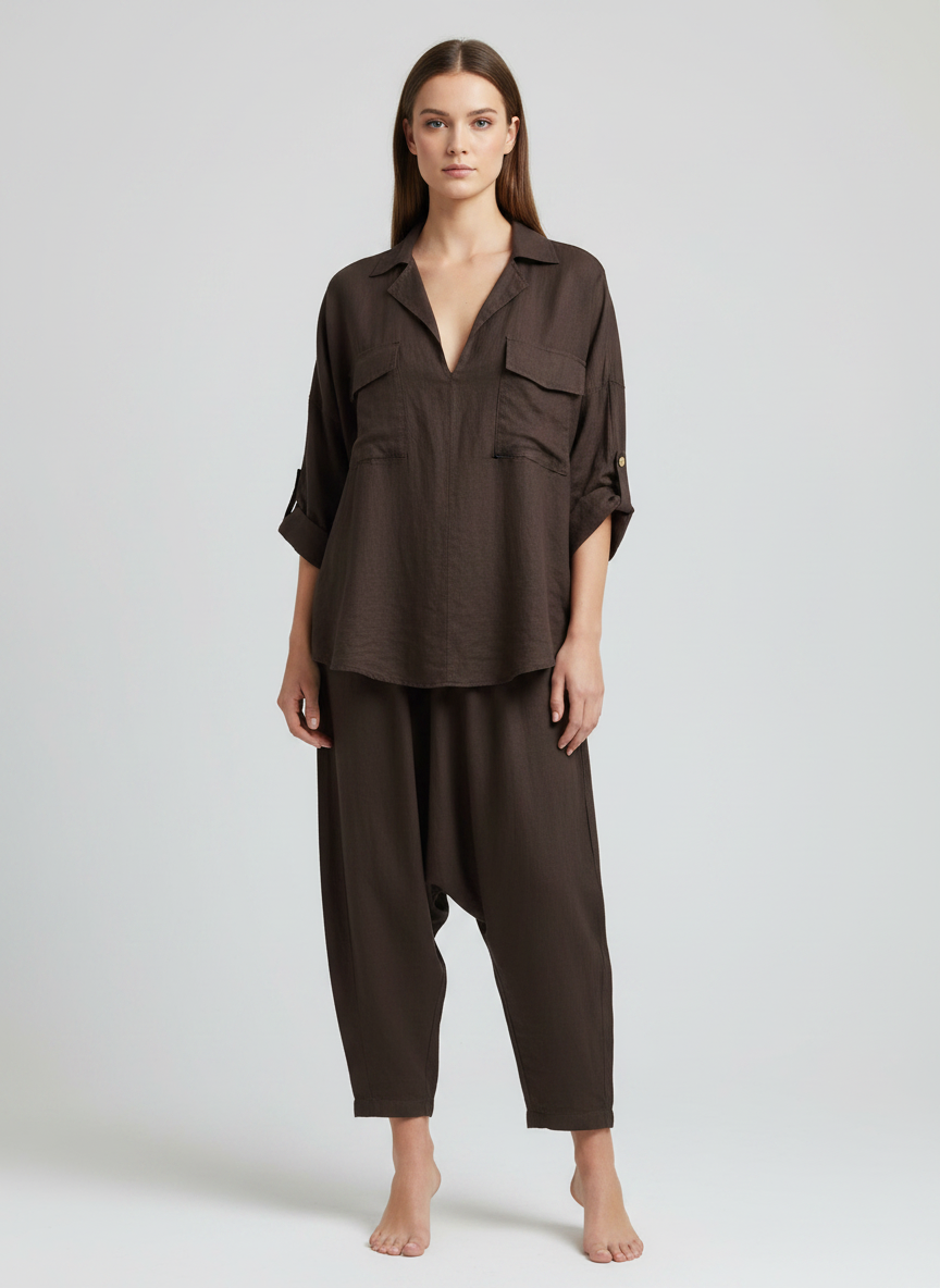 Made in Italy Linen V Neck Top