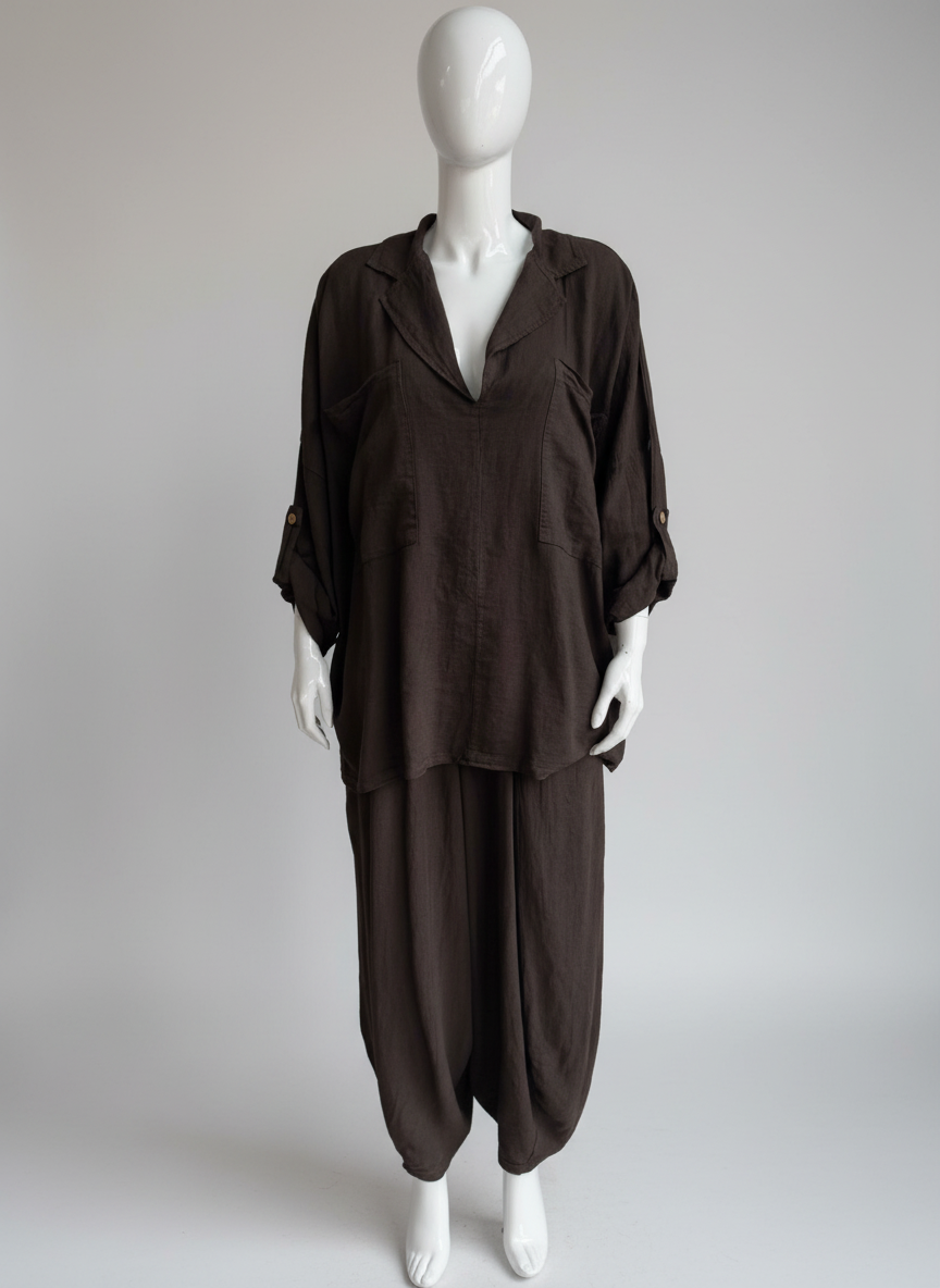 Made in Italy Linen V Neck Top