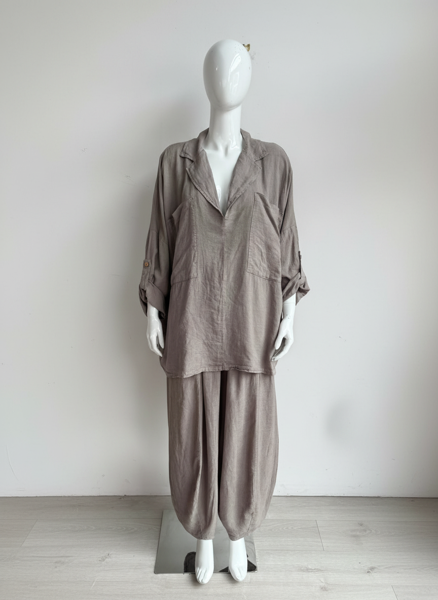 Made in Italy Linen V Neck Top