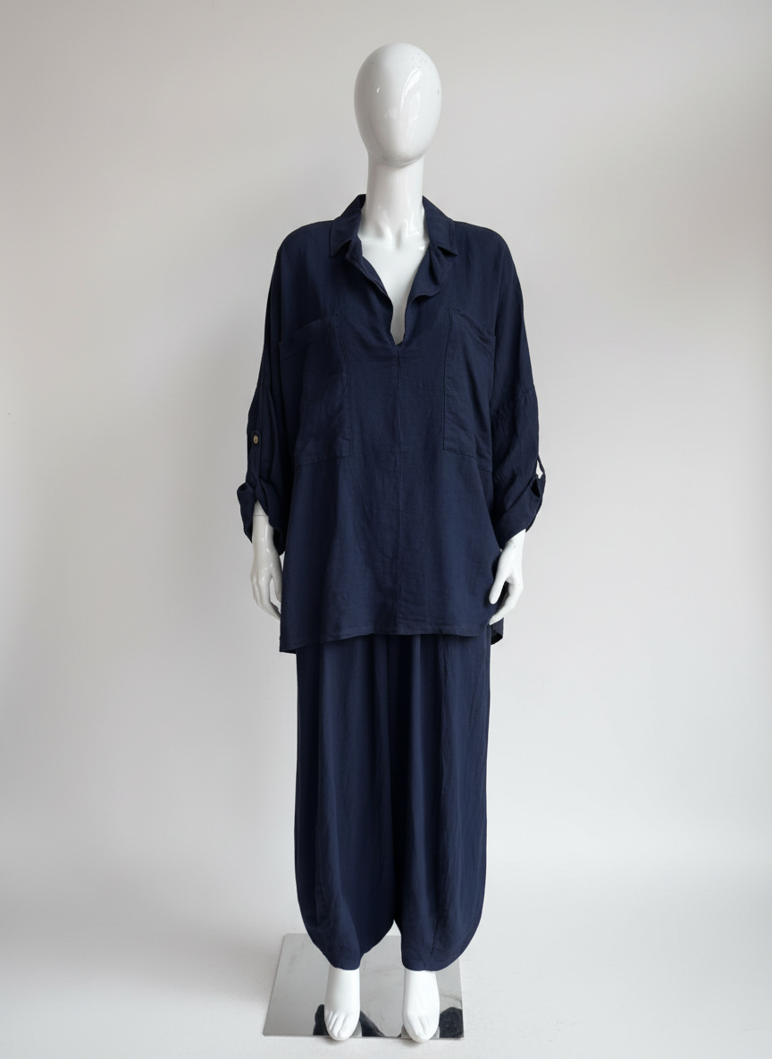 Made in Italy Linen V Neck Top