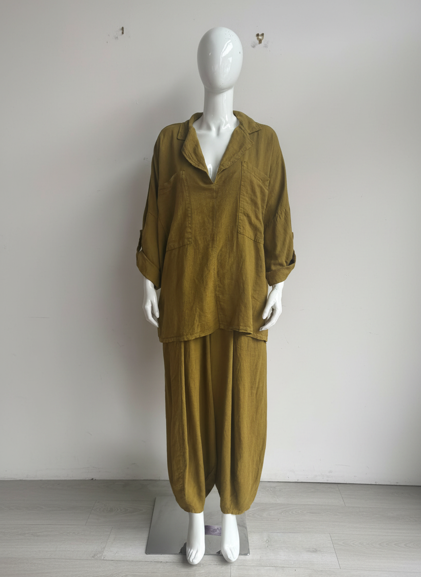 Made in Italy Linen V Neck Top