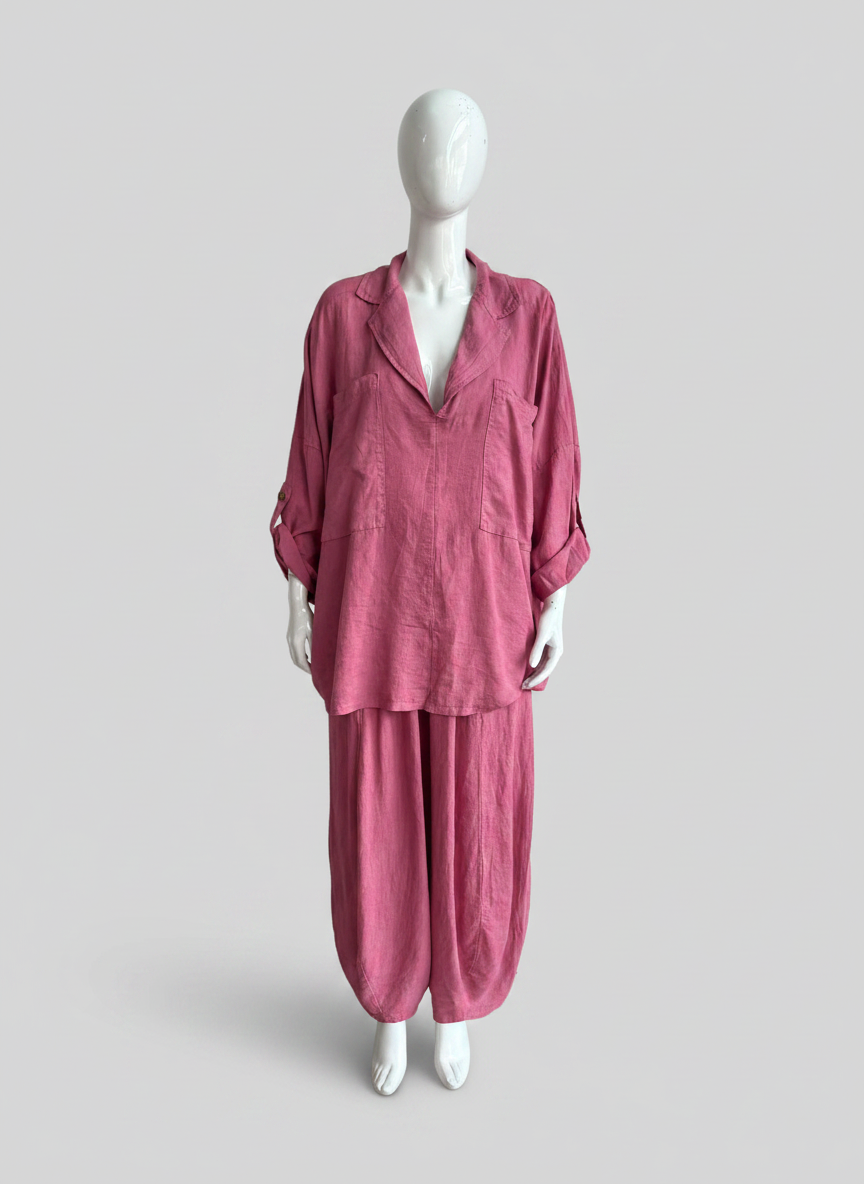 Made in Italy Linen V Neck Top