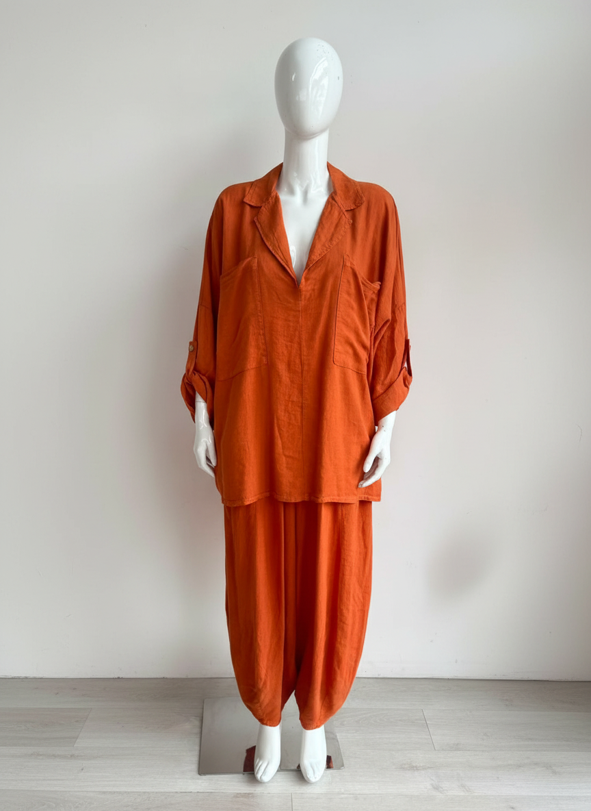 Made in Italy Linen V Neck Top