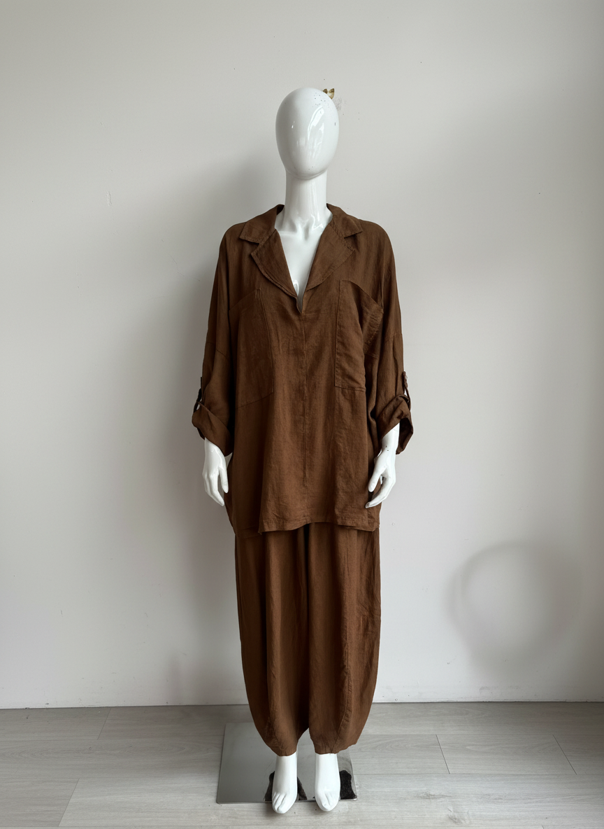 Made in Italy Linen V Neck Top