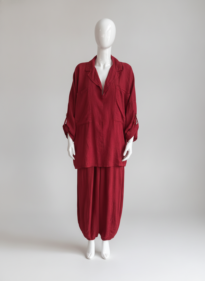 Made in Italy Linen V Neck Top