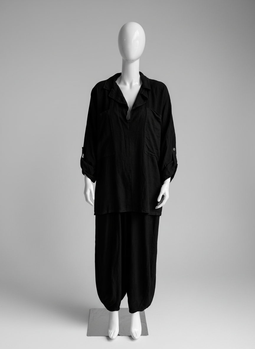 Made in Italy Linen Barrel Leg Pant