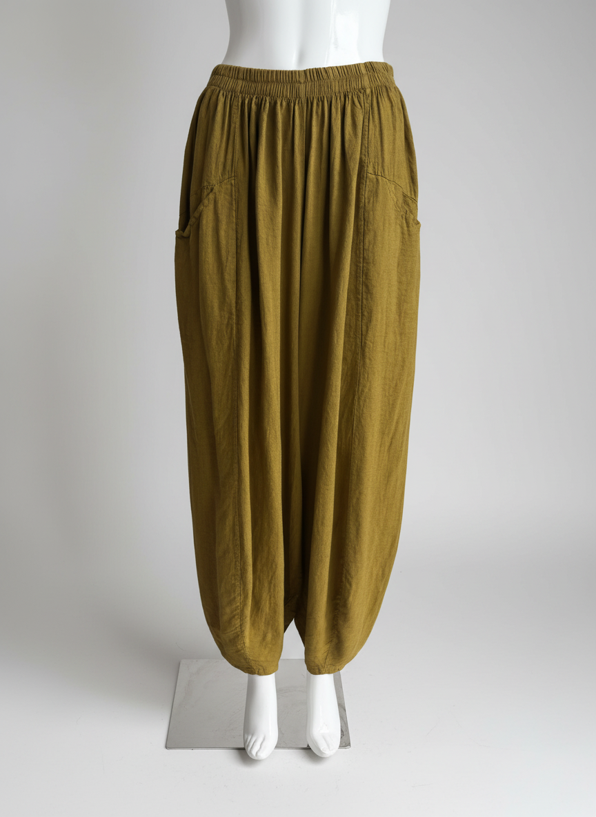 Made in Italy Linen Barrel Leg Pant