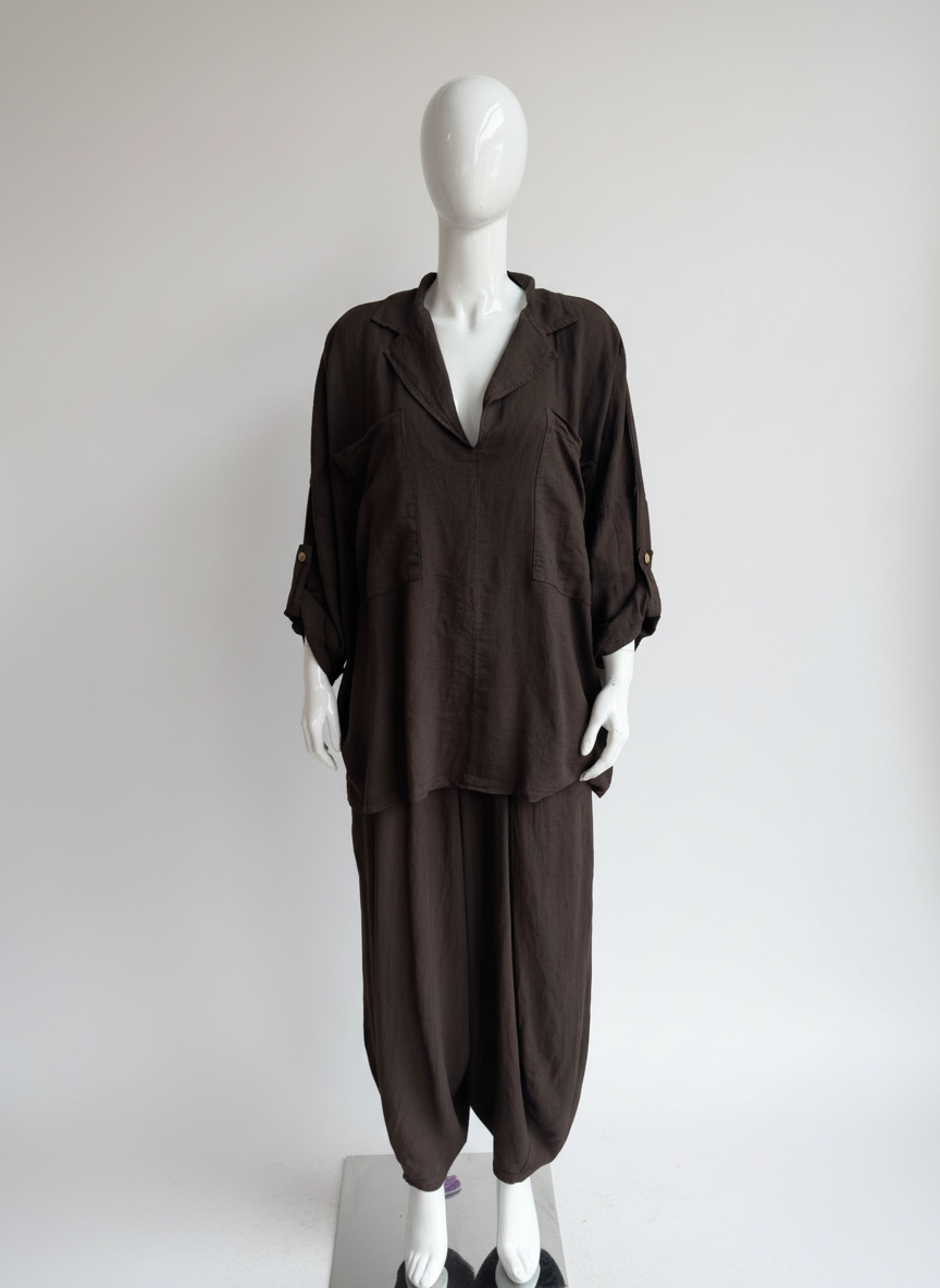 Made in Italy Linen Barrel Leg Pant