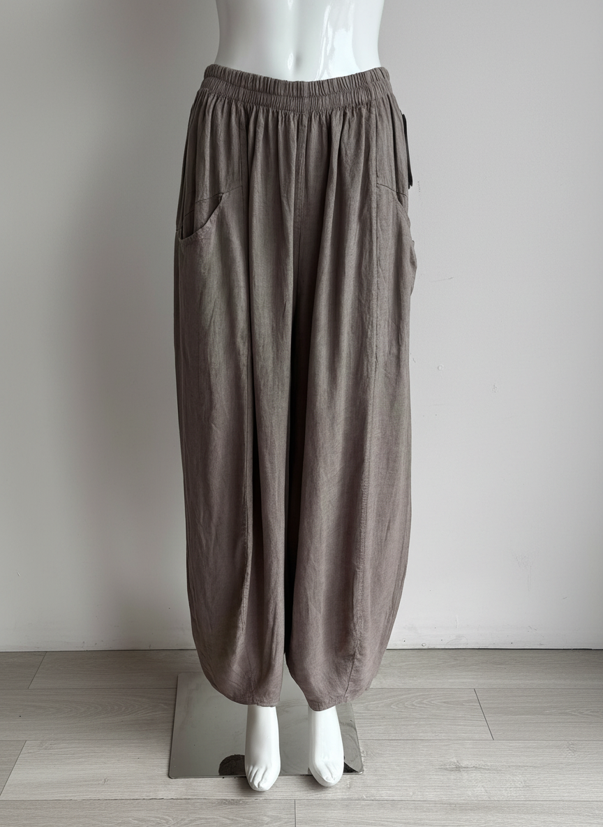 Made in Italy Linen Barrel Leg Pant
