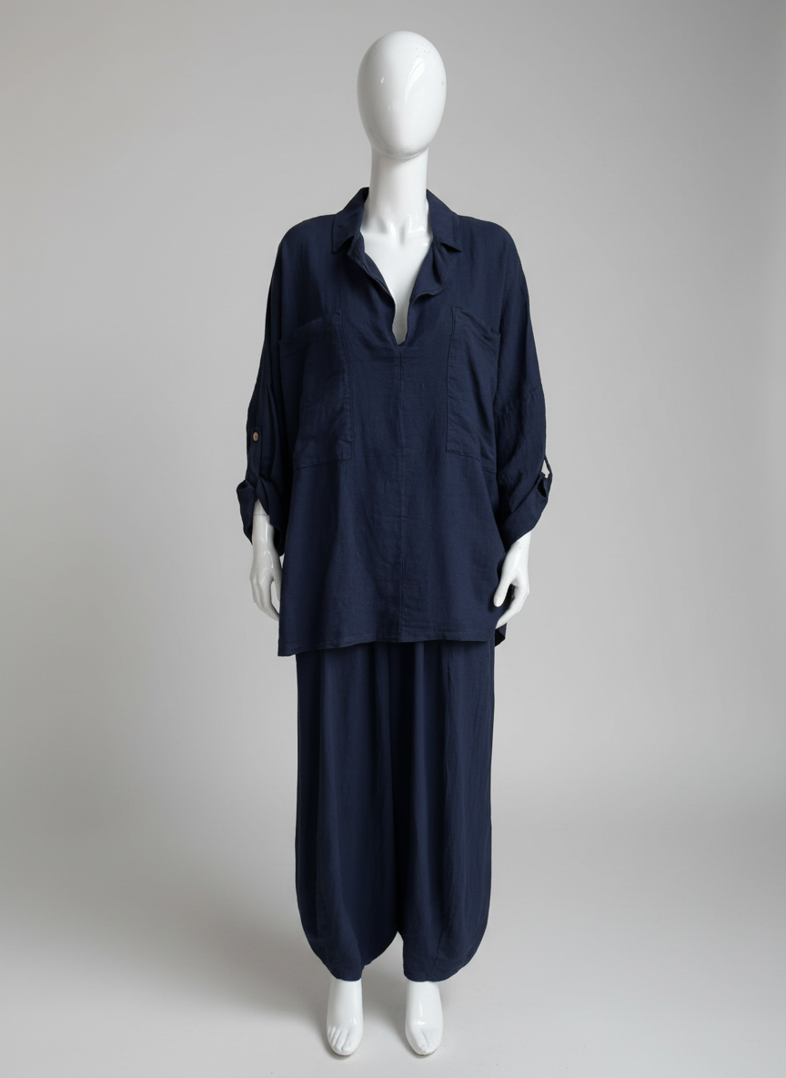 Made in Italy Linen Barrel Leg Pant