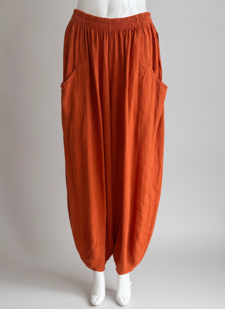 Made in Italy Linen Barrel Leg Pant