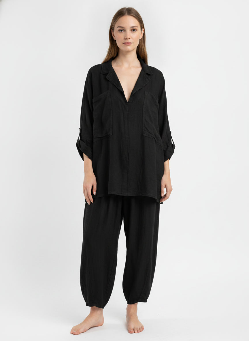 Made in Italy Linen Barrel Leg Pant