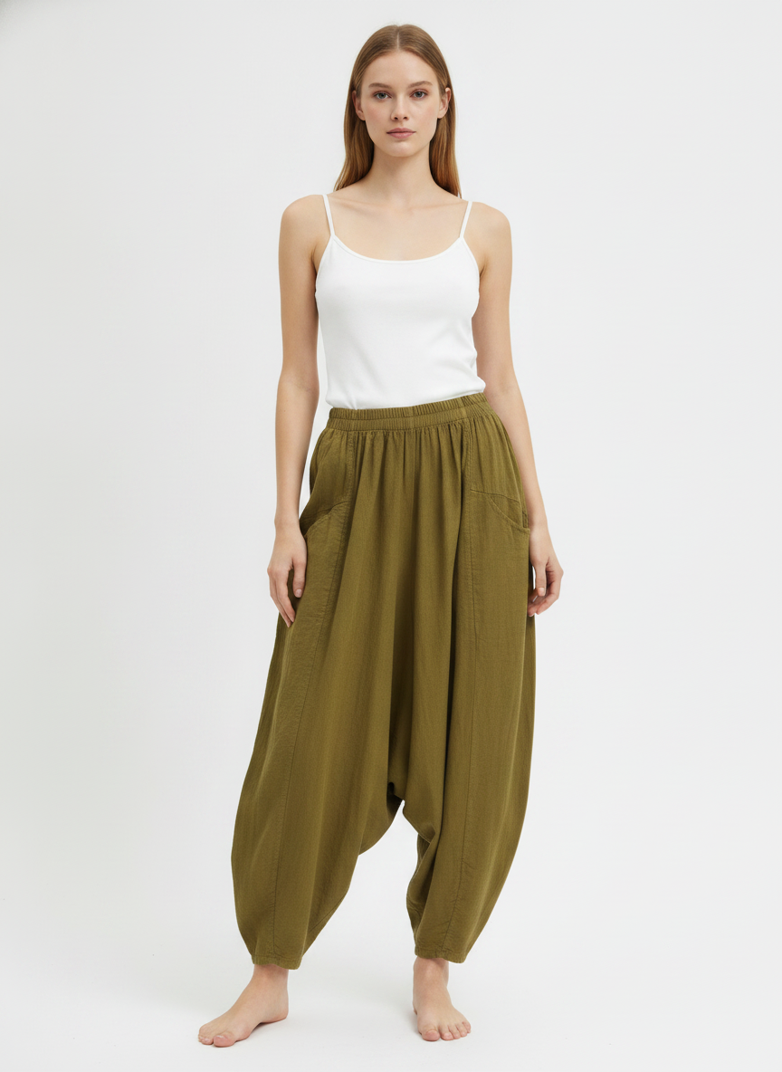 Made in Italy Linen Barrel Leg Pant