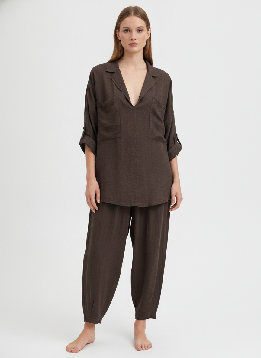 Made in Italy Linen Barrel Leg Pant