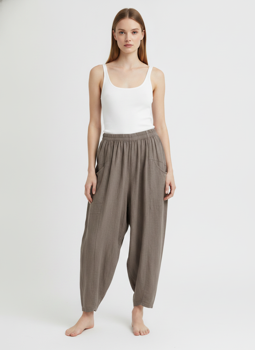 Made in Italy Linen Barrel Leg Pant
