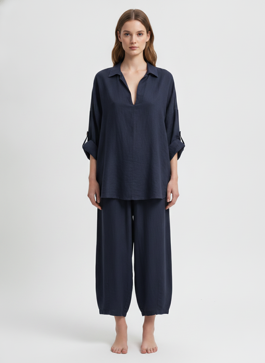 Made in Italy Linen Barrel Leg Pant