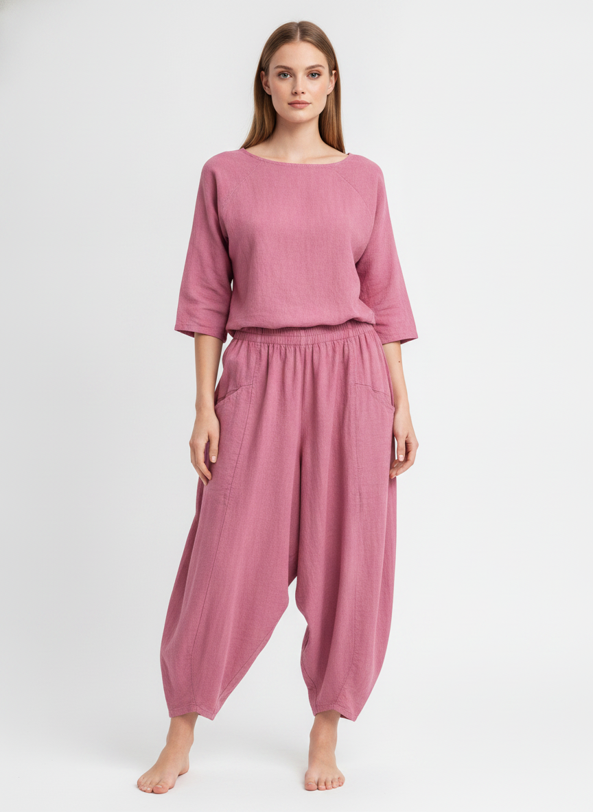 Made in Italy Linen Barrel Leg Pant