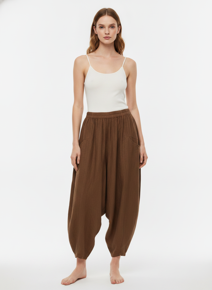 Made in Italy Linen Barrel Leg Pant