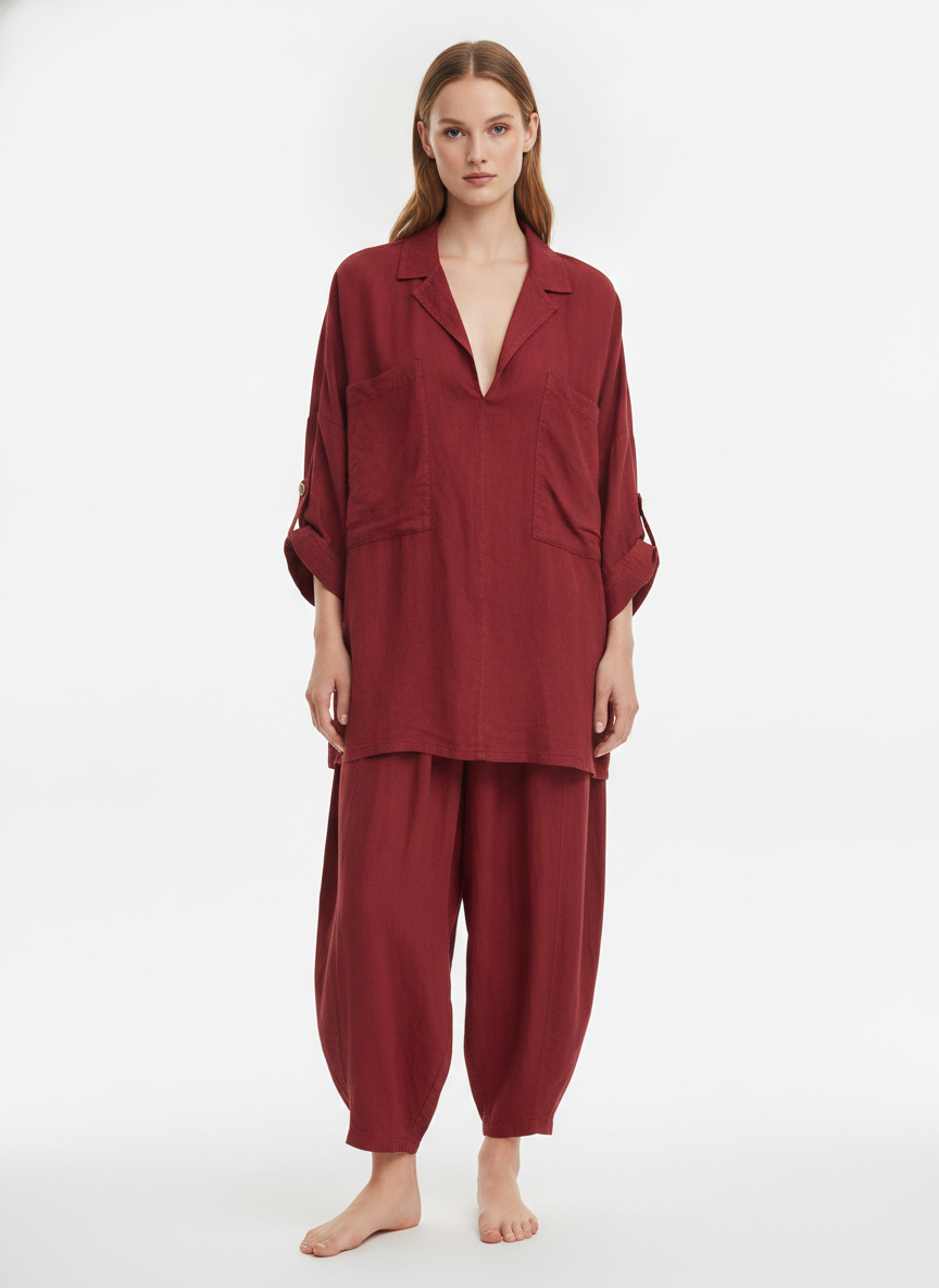 Made in Italy Linen Barrel Leg Pant