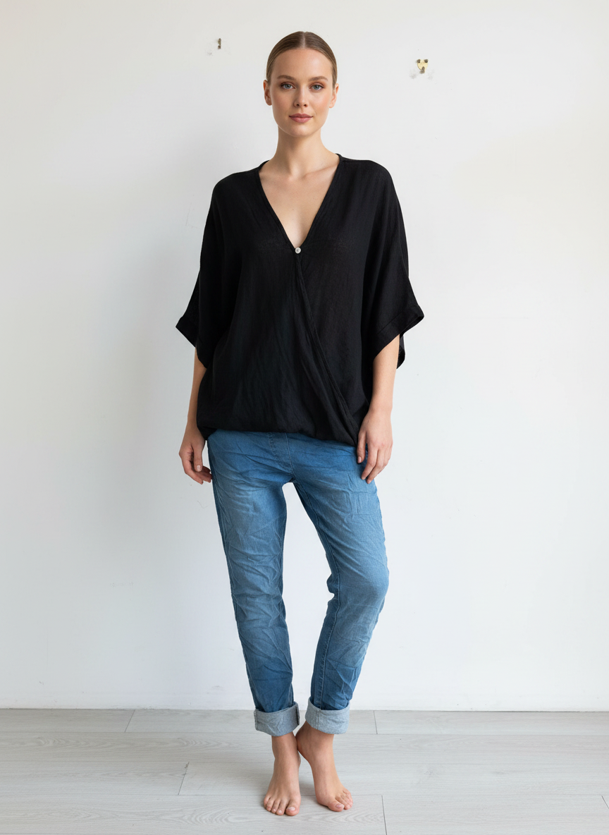 Linen One Button Twist Top
