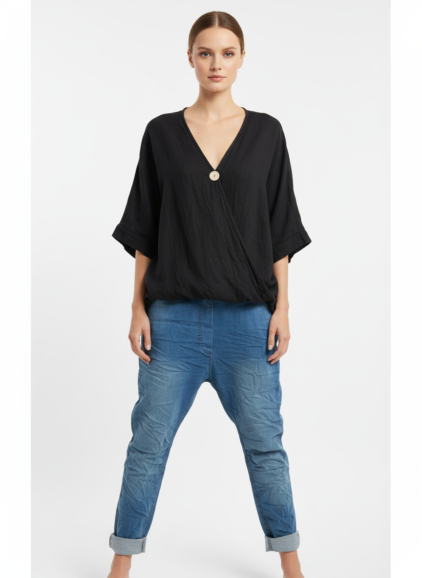 Linen One Button Twist Top