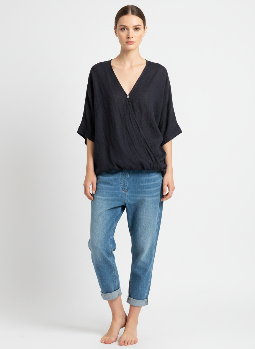 Linen One Button Twist Top