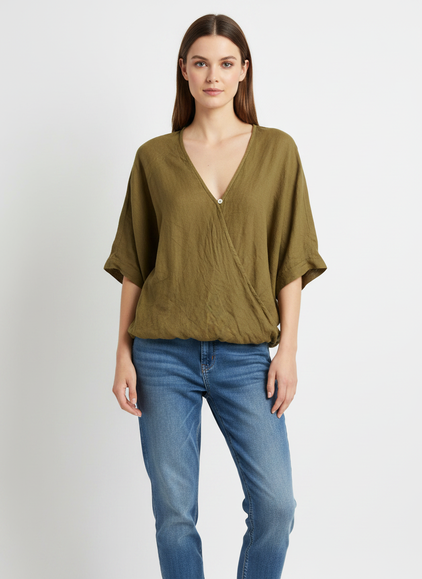 Linen One Button Twist Top