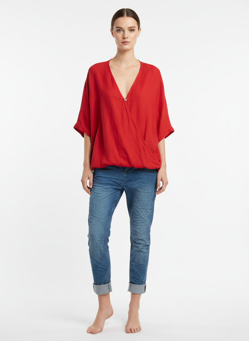 Linen One Button Twist Top