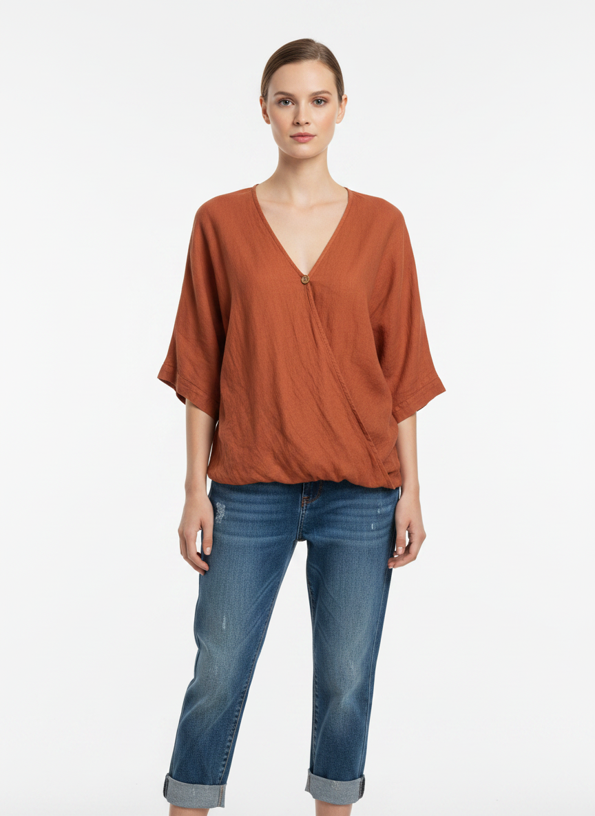 Linen One Button Twist Top