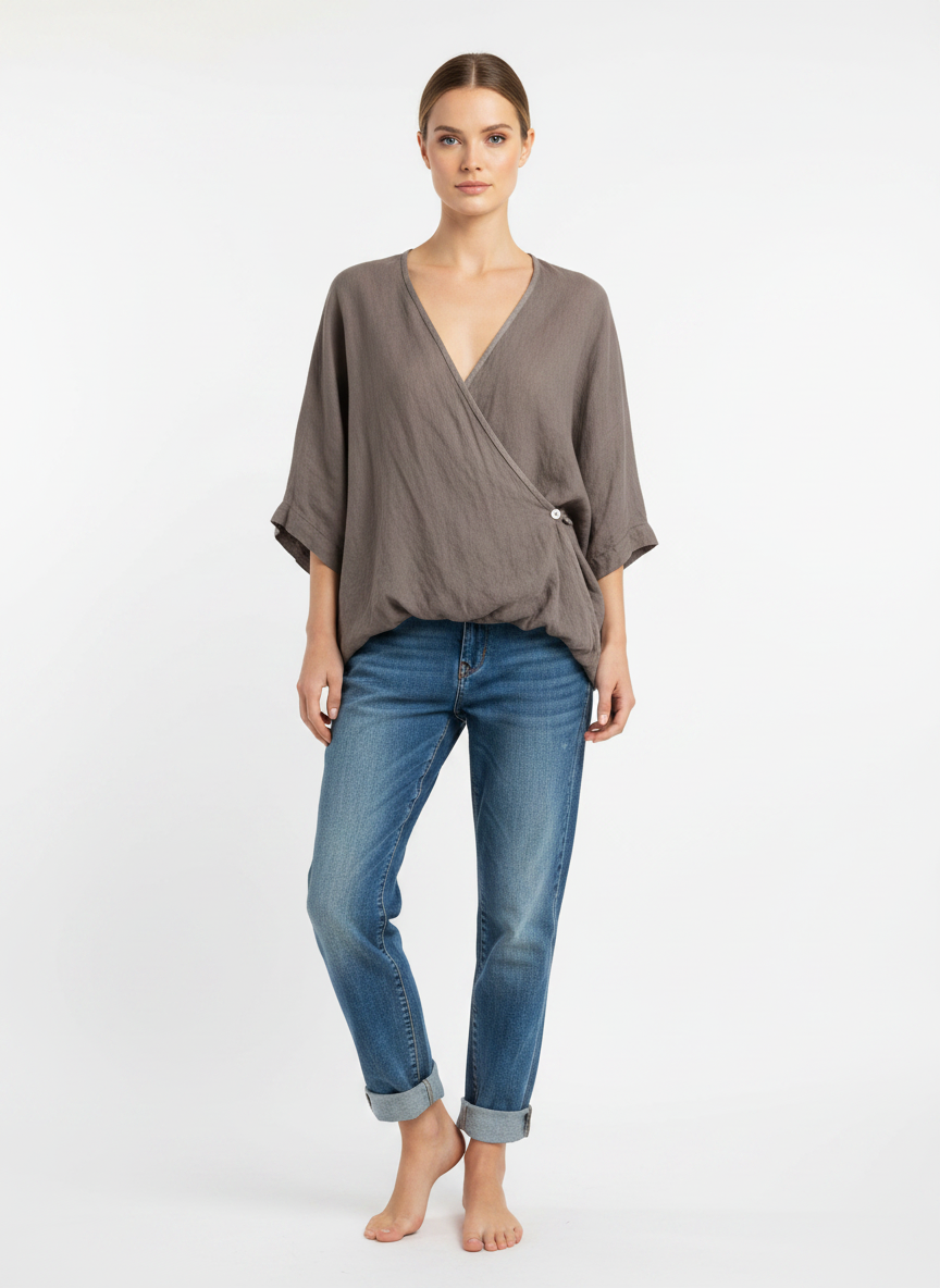 Linen One Button Twist Top