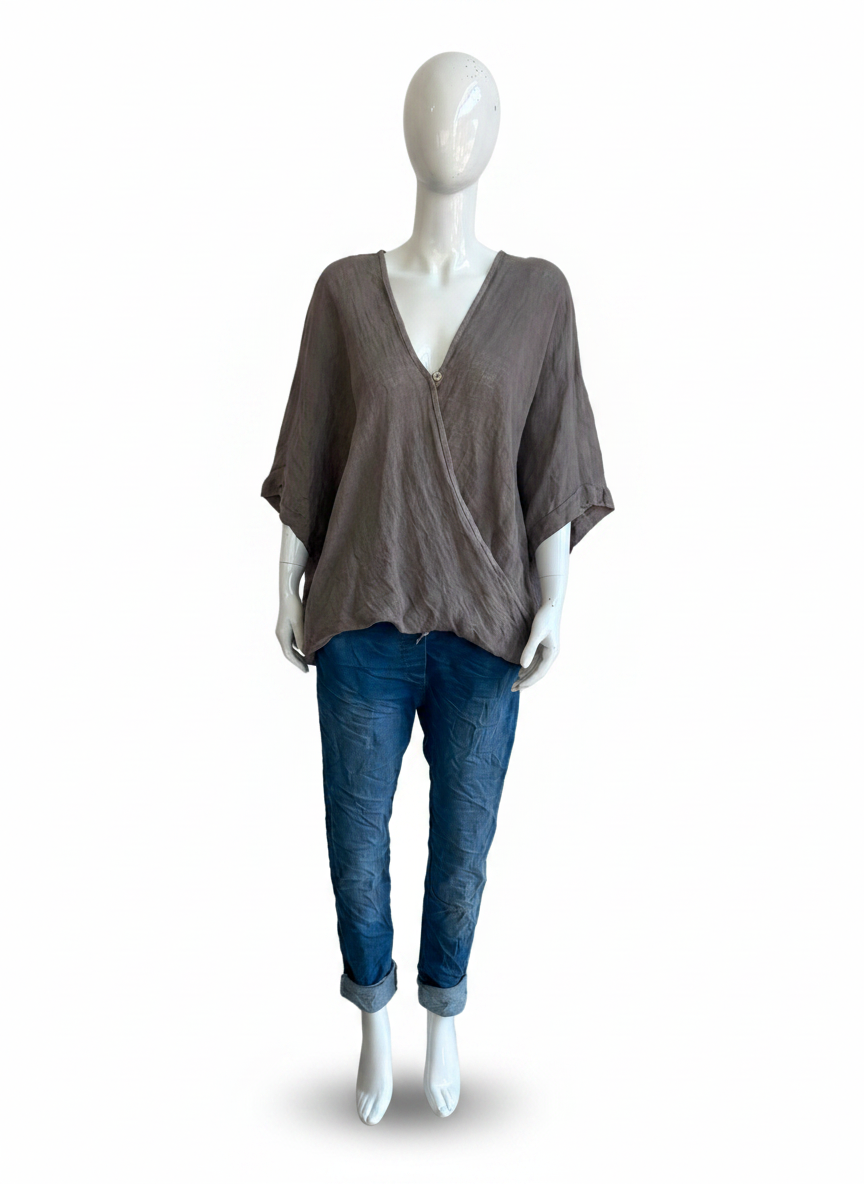 Linen One Button Twist Top