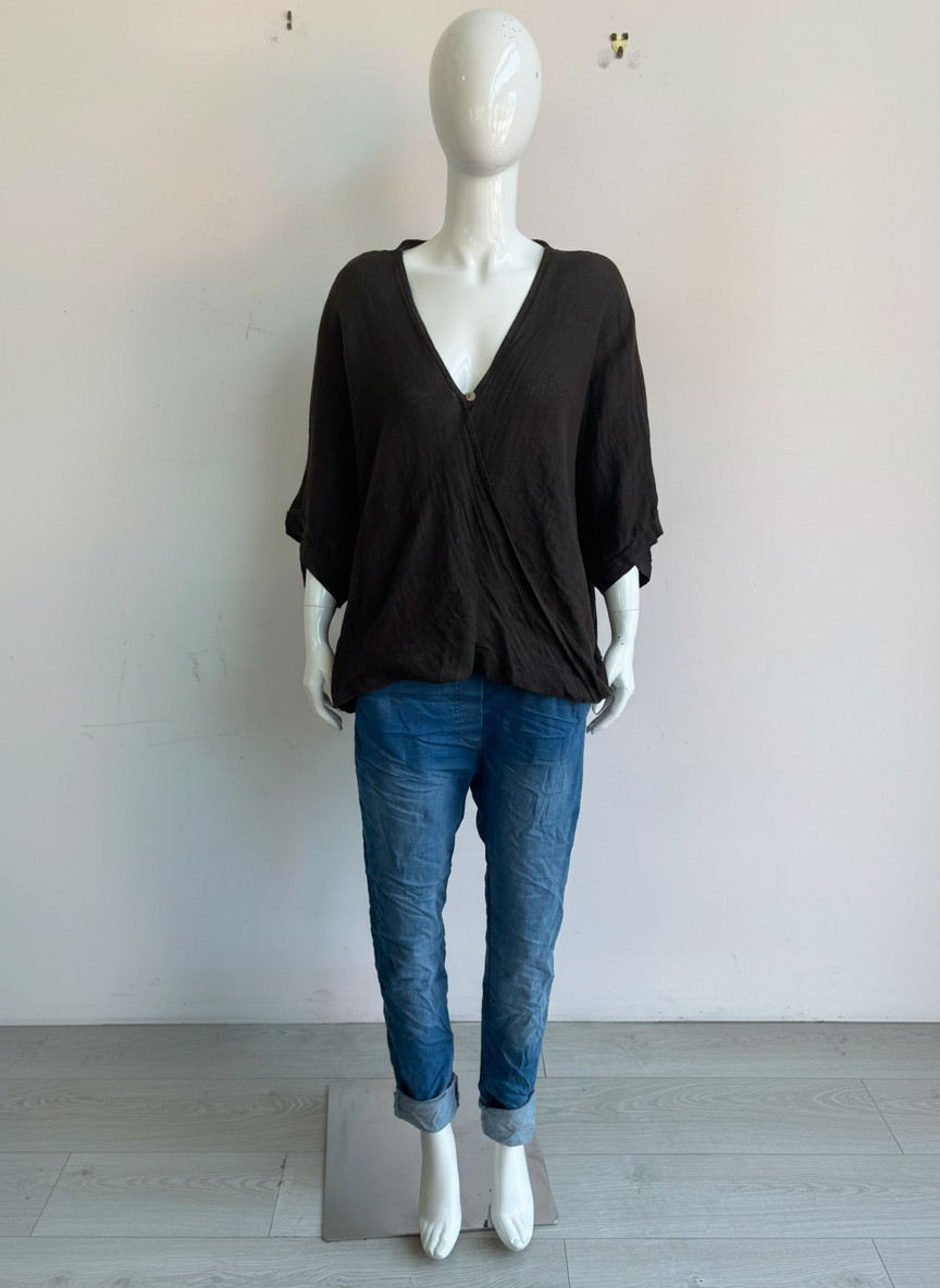 Linen One Button Twist Top