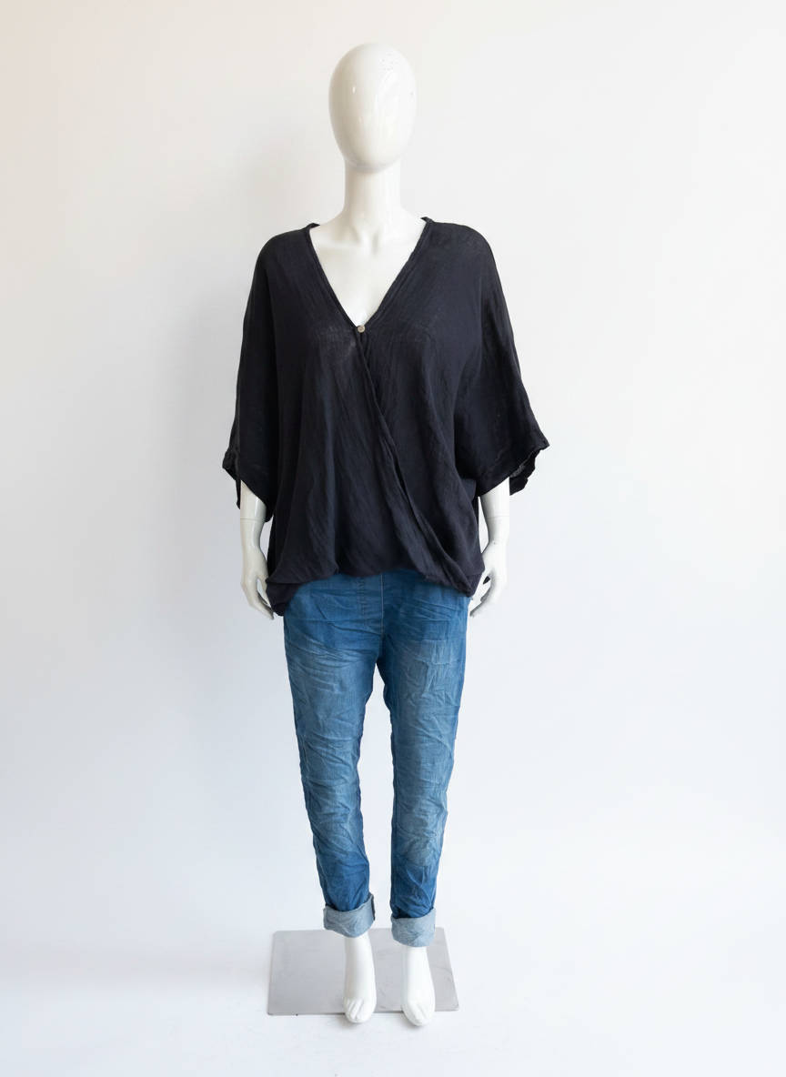 Linen One Button Twist Top