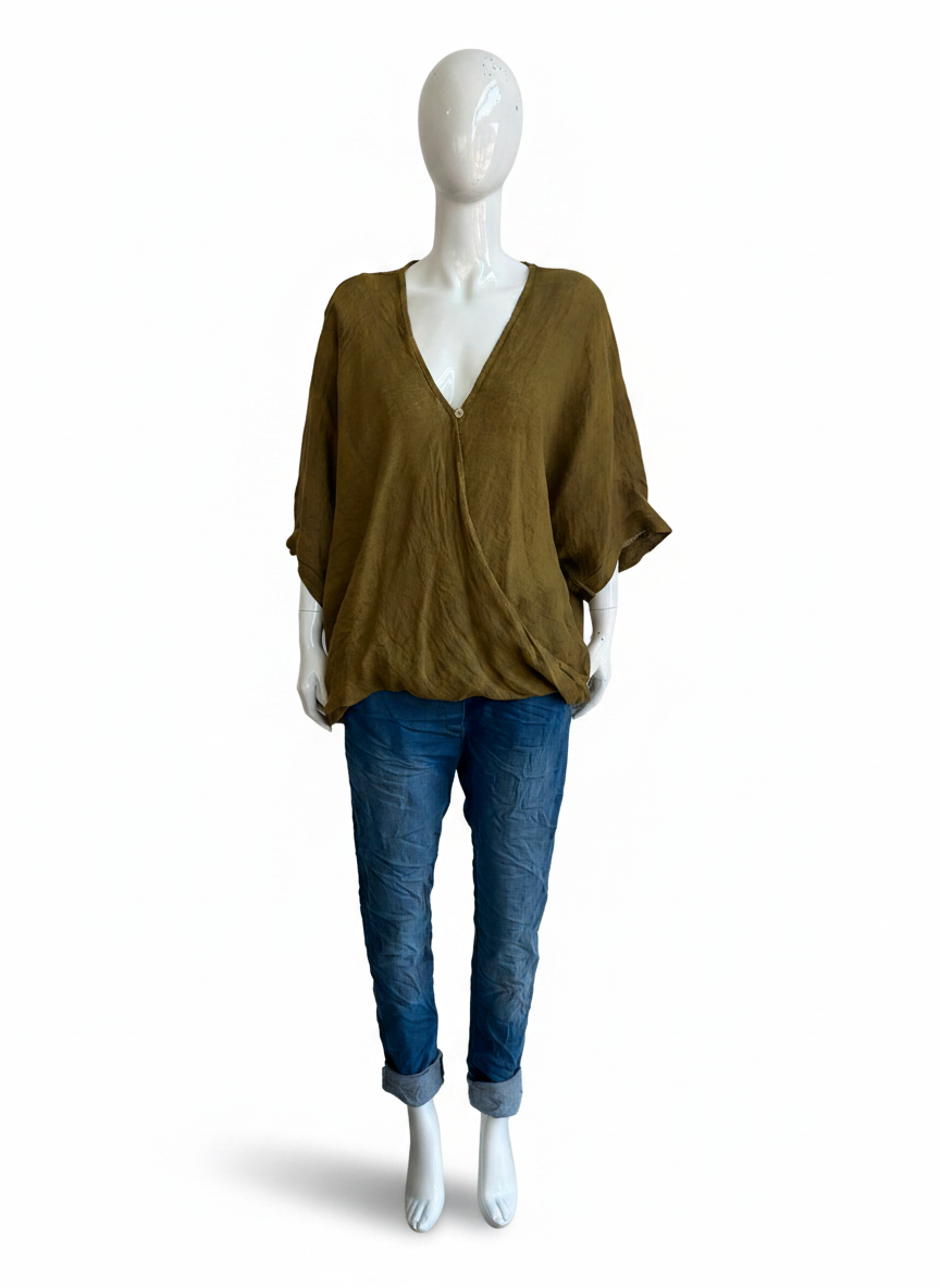 Linen One Button Twist Top