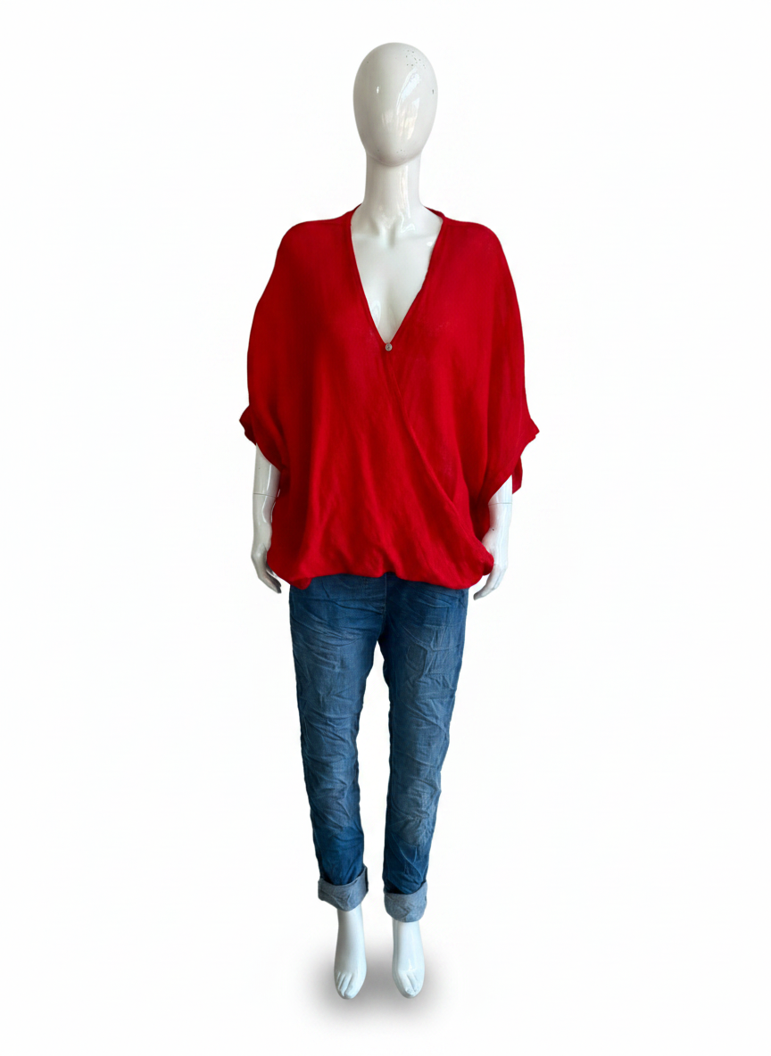 Linen One Button Twist Top