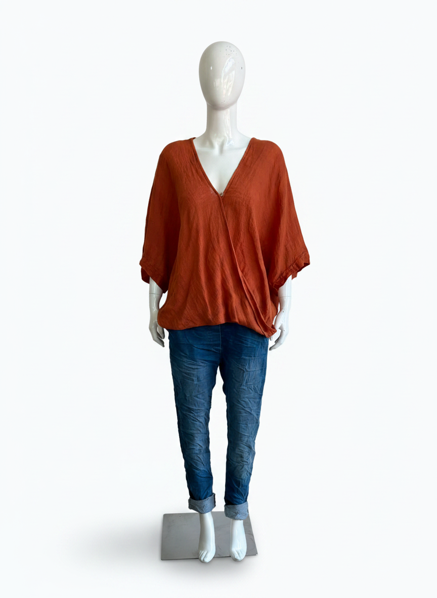 Linen One Button Twist Top