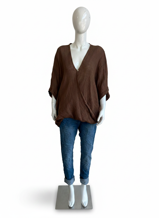 Linen One Button Twist Top