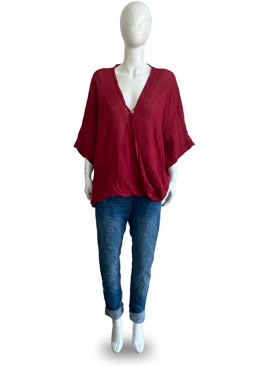 Linen One Button Twist Top