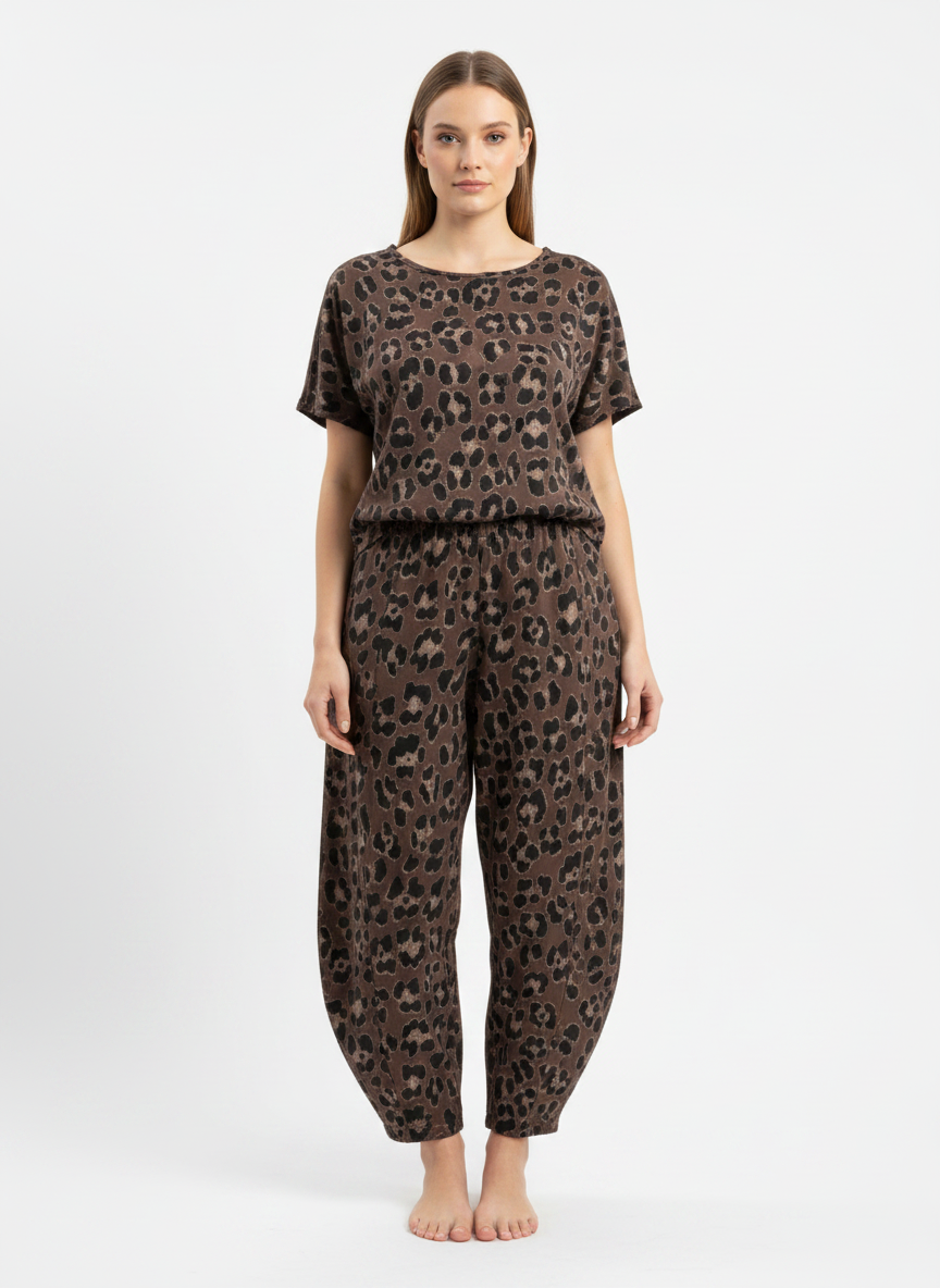Leopard Print Barrel Leg Trouser