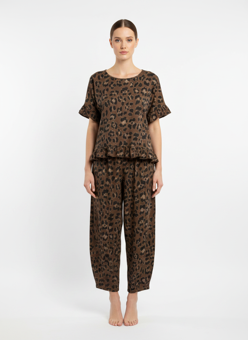 Leopard Print Frill Top