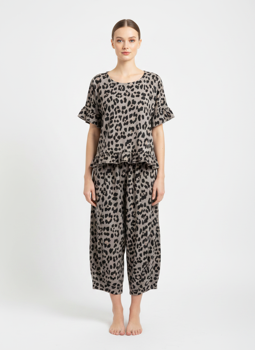Leopard Print Frill Top
