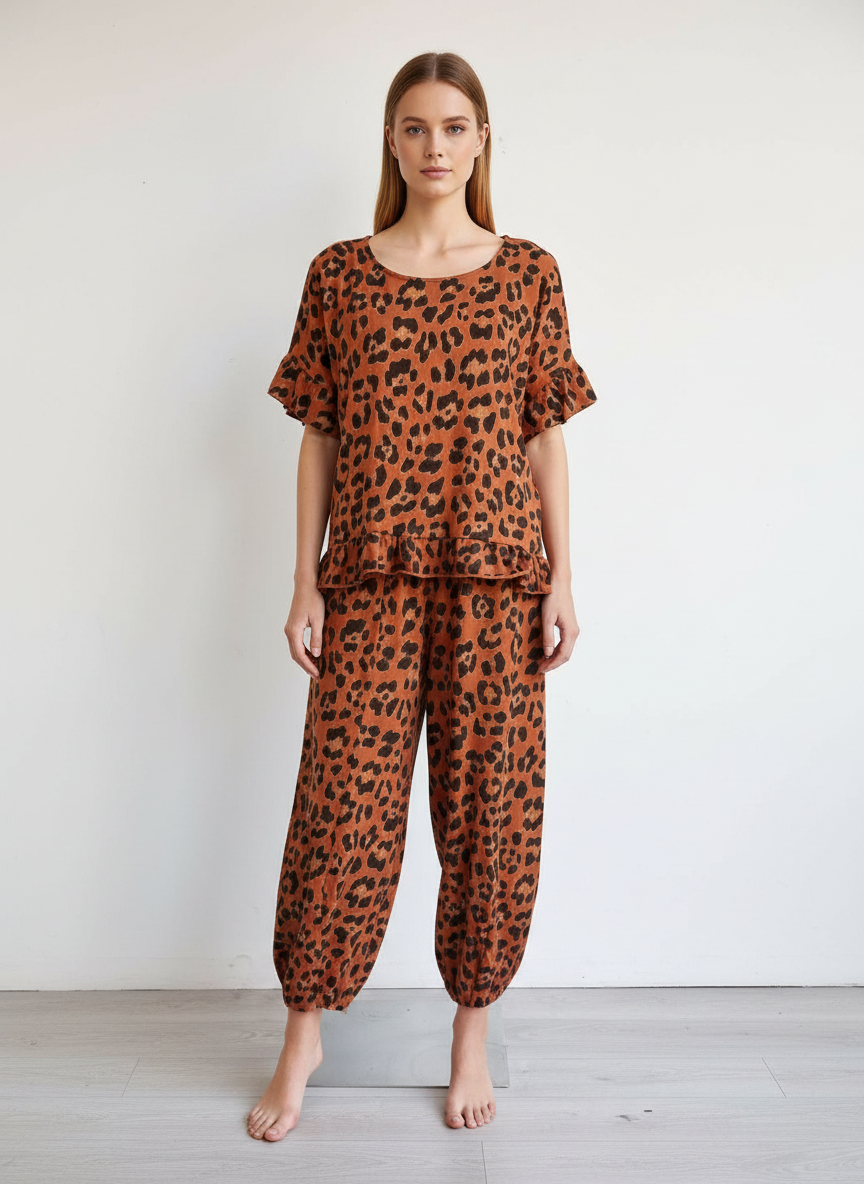 Leopard Print Frill Top