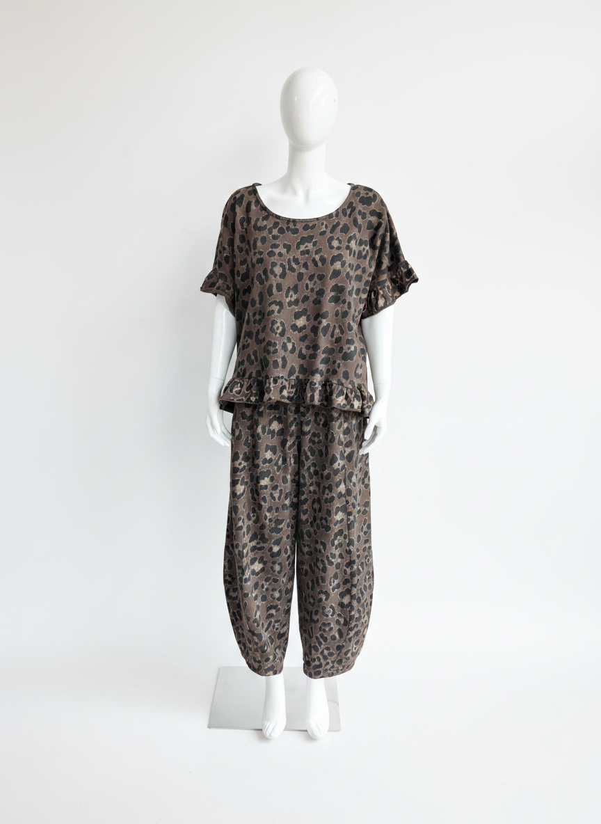 Leopard Print Frill Top