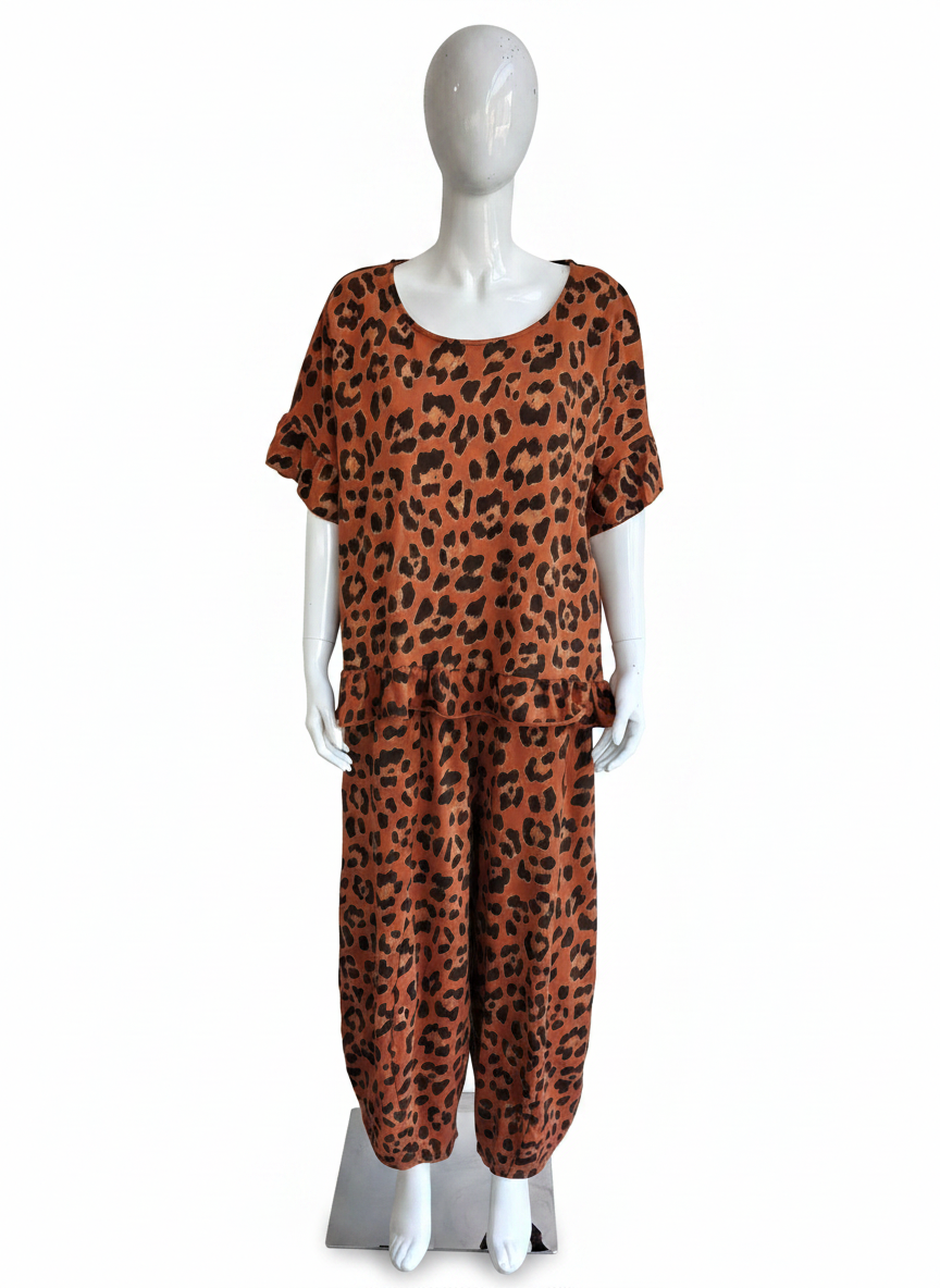 Leopard Print Frill Top