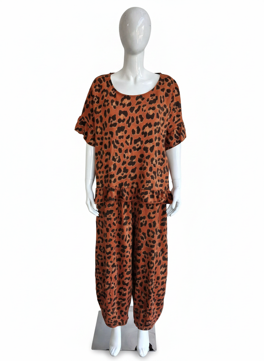 Leopard Print Barrel Leg Trouser