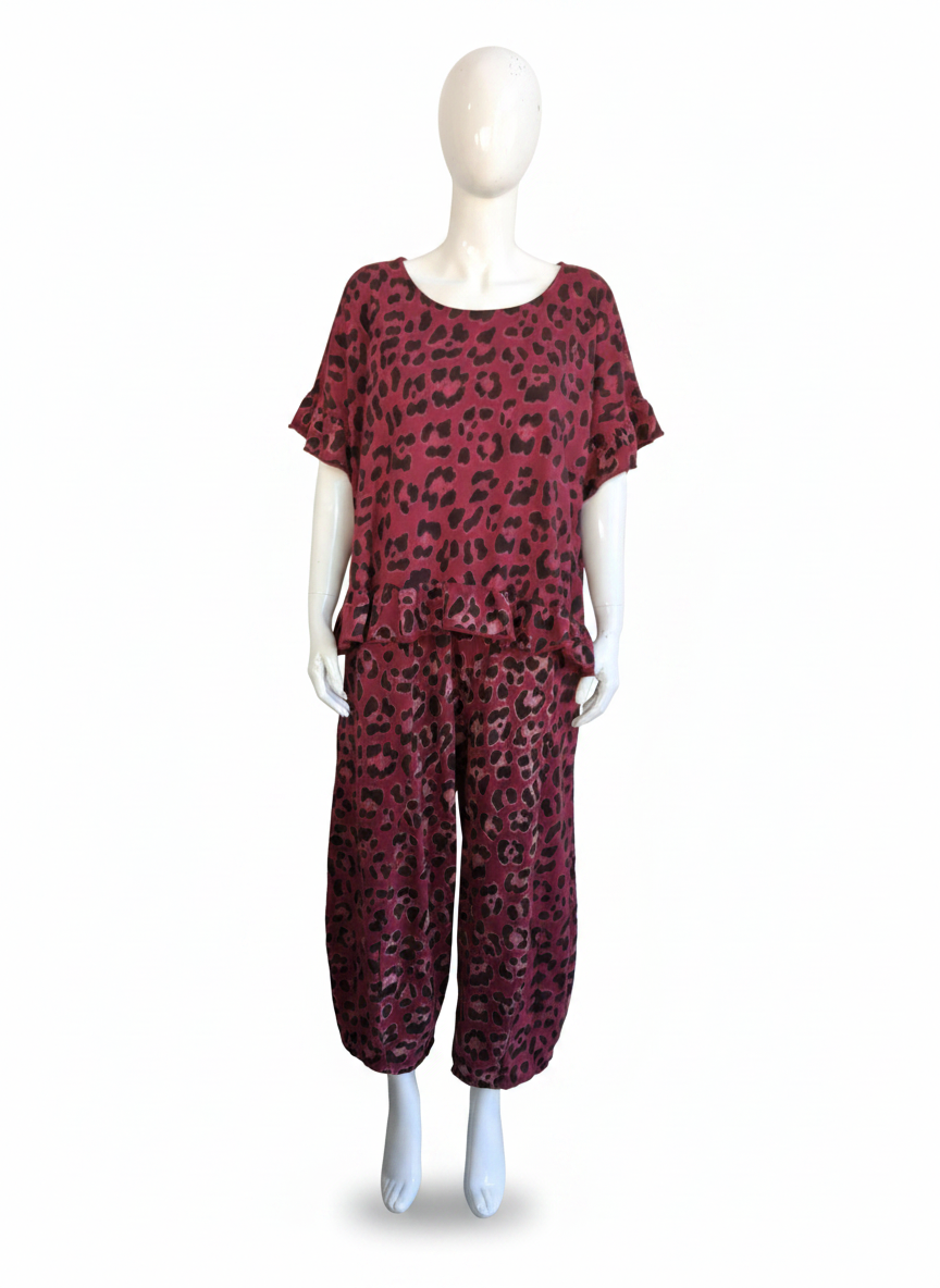 Leopard Print Frill Top