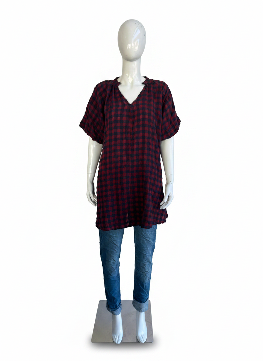 Gingham Puffball sleeve Swing Dress