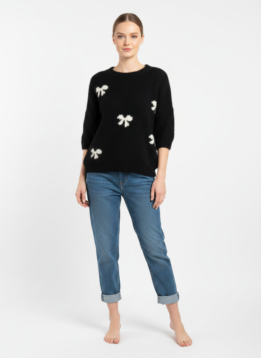 Wool Knitted Bow Detail Jumper