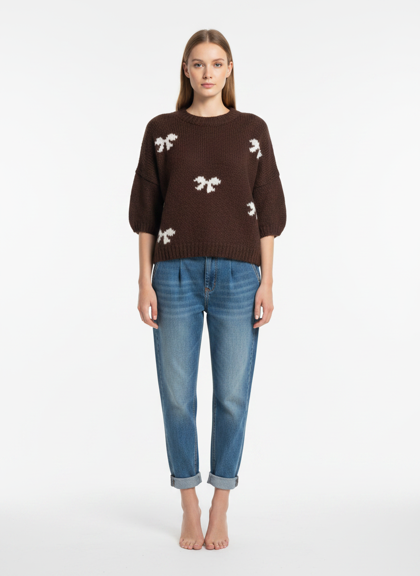Wool Knitted Bow Detail Jumper